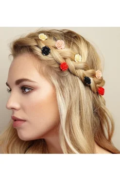 Black Slides Rose Hair Clip by QueenMee Accessories