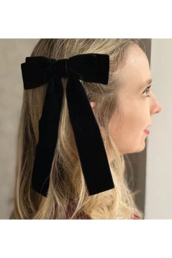 Black Velvet Hair Bow Hair Clip Alligator Clip by QueenMee Accessories
