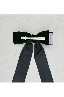 Black Velvet Hair Bow Hair Clip Alligator Clip by QueenMee Accessories