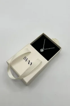 Blue Crystal Heart Pendant Necklace In Silver - Gift Boxed by SVNX