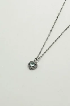 Blue Crystal Heart Pendant Necklace In Silver - Gift Boxed by SVNX