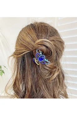 Blue Hair Claw Clip With Gems by QueenMee Accessories