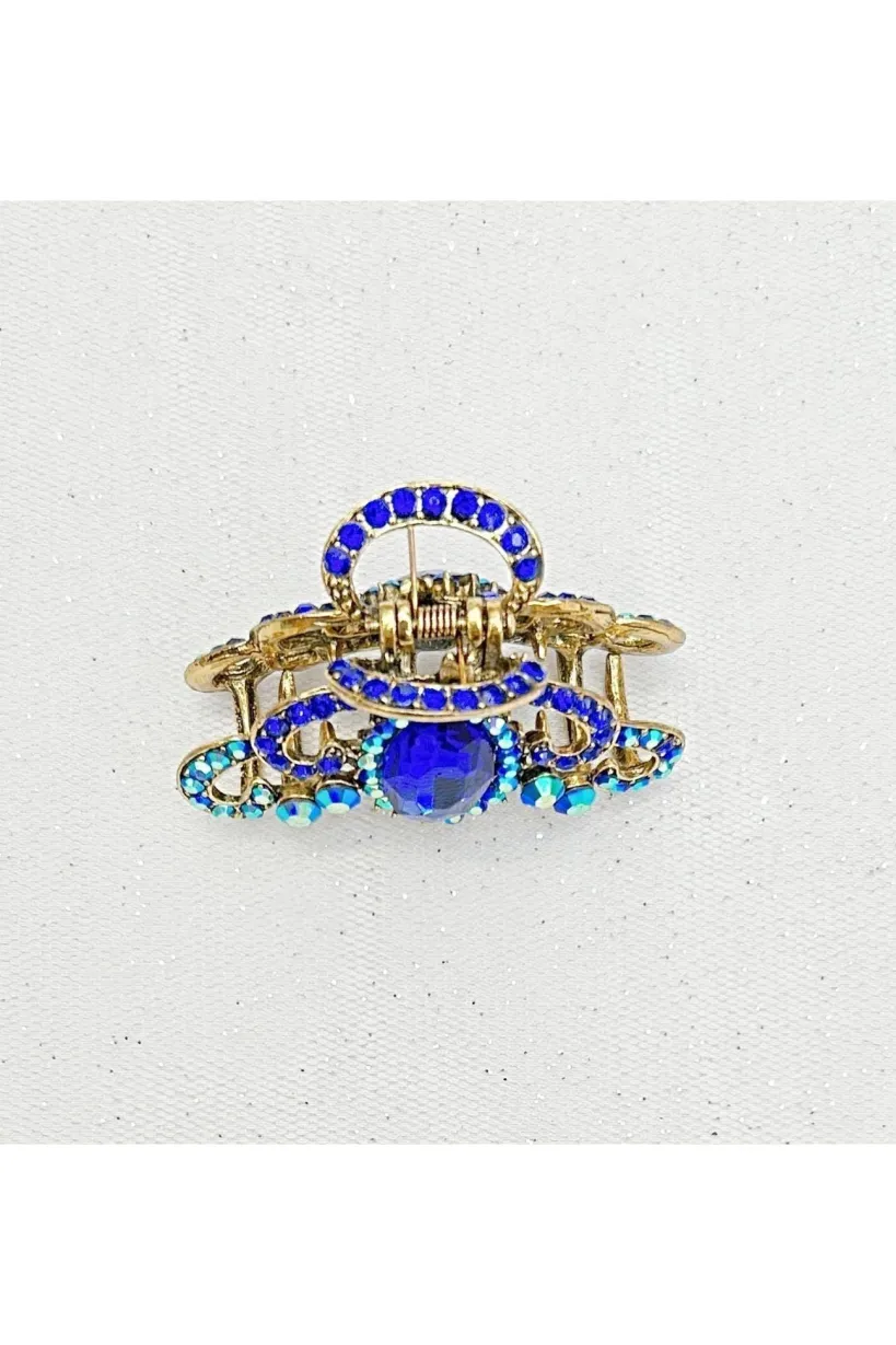 Blue Hair Claw Clip With Gems by QueenMee Accessories