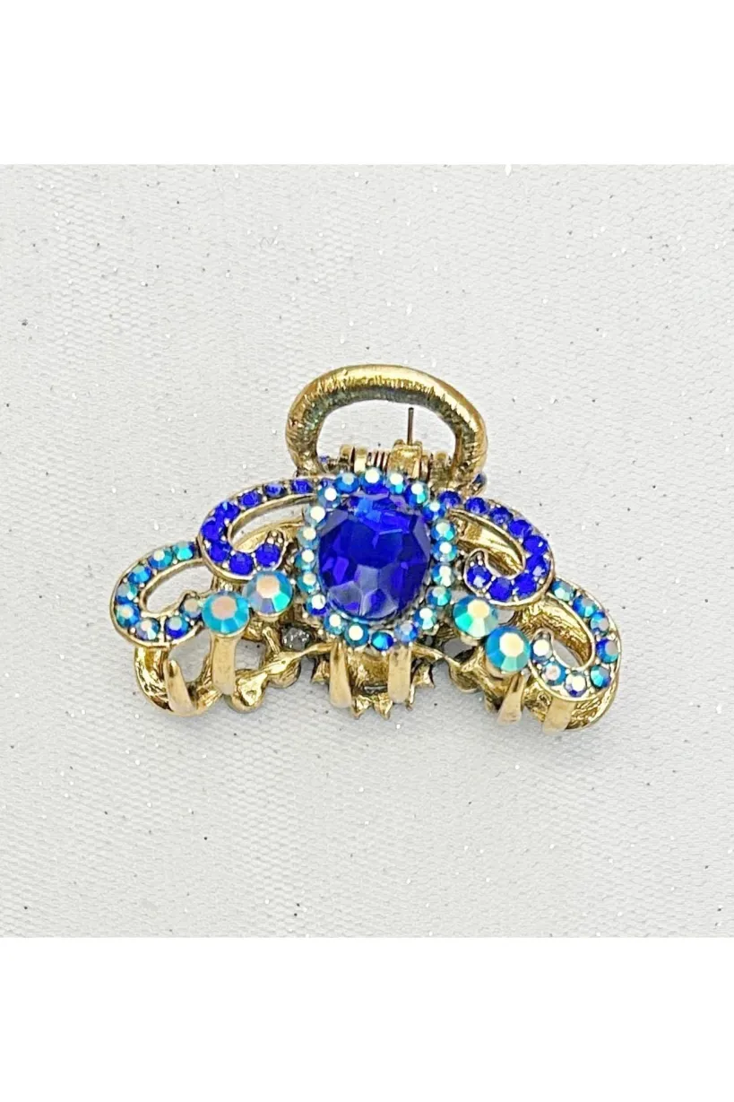 Blue Hair Claw Clip With Gems by QueenMee Accessories