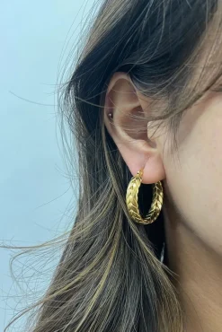 Braided Hoop Earrings In Gold by SVNX