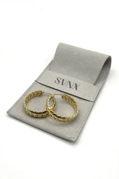 Braided Hoop Earrings In Gold by SVNX
