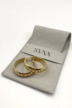 Braided Hoop Earrings In Gold by SVNX