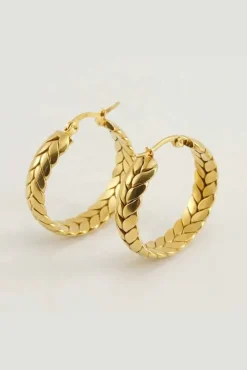 Braided Hoop Earrings In Gold by SVNX