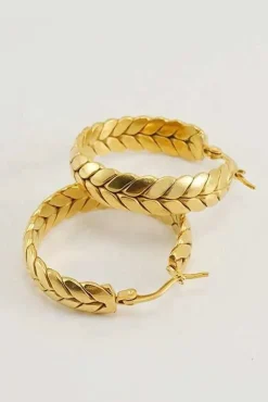 Braided Hoop Earrings In Gold by SVNX