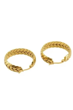 Braided Hoop Earrings In Gold by SVNX