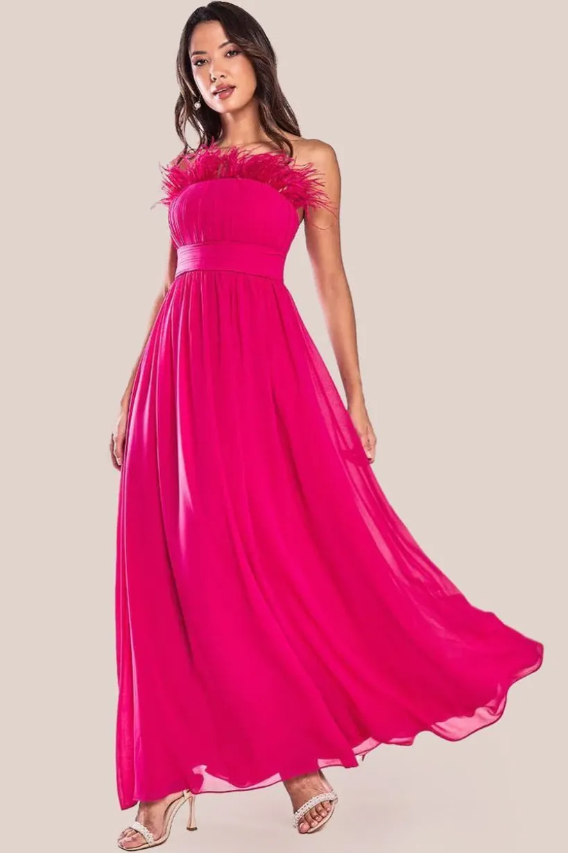 Bridesmaids Chiffon Maxi Dress - Hot Pink by Goddiva