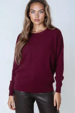 Burgundy Crew Neck Fine Knit Jumper by Aftershock London