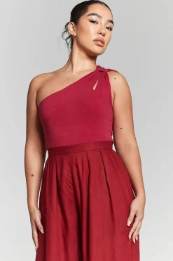 Burgundy Pleated Wide Leg Trouser by InFlair