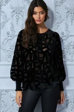 Burnout Pattern Top - Black by Goddiva