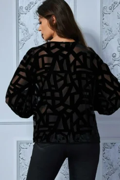 Burnout Pattern Top - Black by Goddiva
