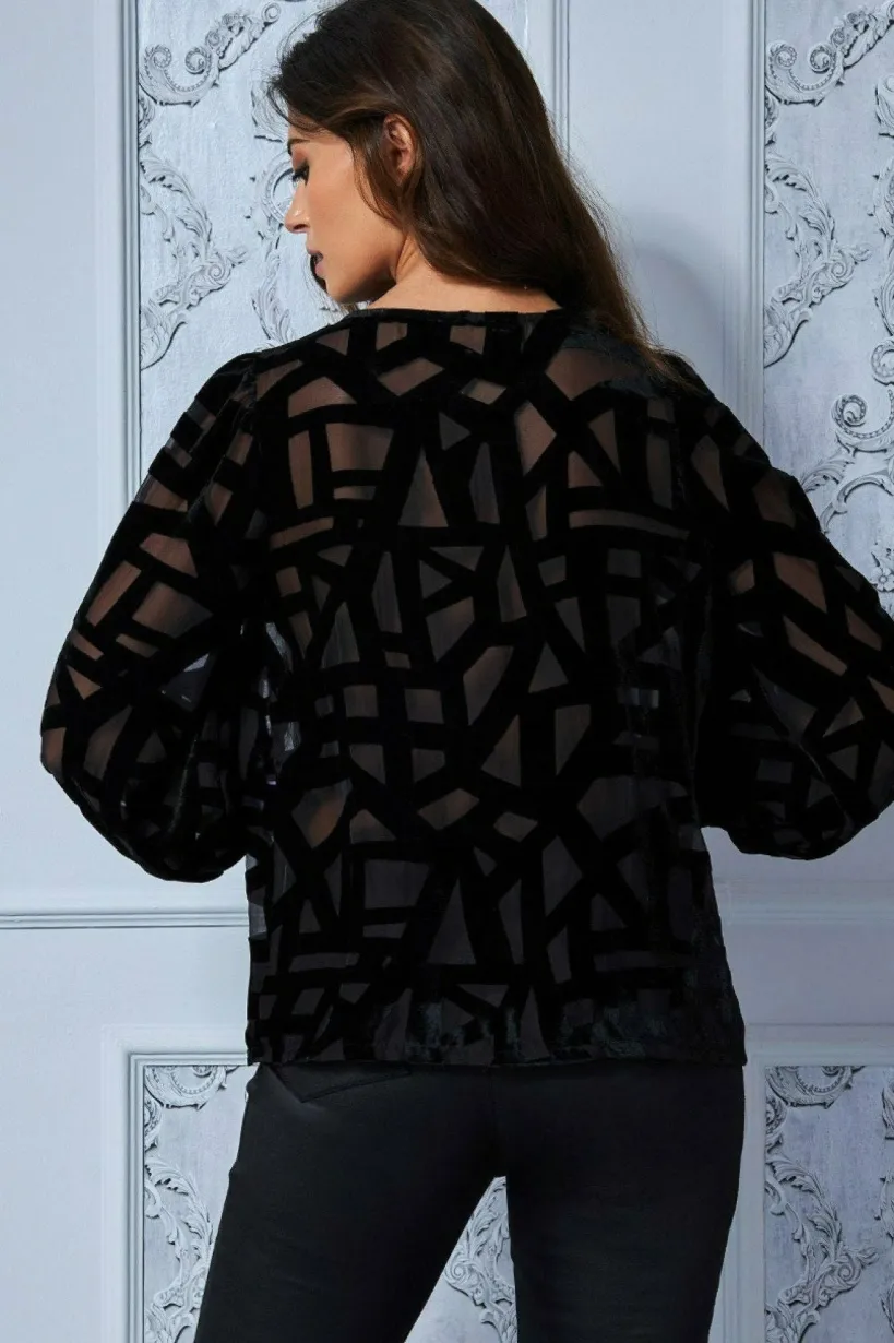 Burnout Pattern Top - Black by Goddiva
