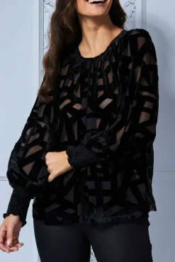 Burnout Pattern Top - Black by Goddiva