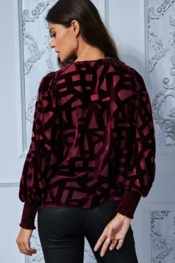 Burnout Pattern Top - Wine by Goddiva