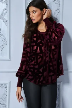 Burnout Pattern Top - Wine by Goddiva