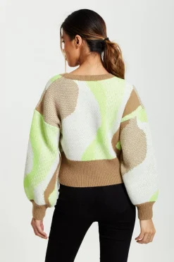 Cardigan In Brown, Green And Cream by Liquorish