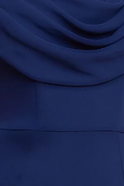 Chiffon Bardot Cowl Neck Maxi Dress - Navy by Goddiva