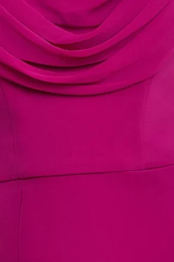 Chiffon Bardot Cowl Neck Maxi Dress - Magenta by Goddiva