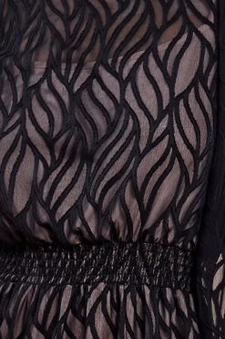 Chiffon Geo-Wave Front Split Maxi Dress - Black by Goddiva