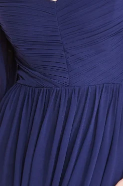 Chiffon Off The Shoulder Maxi With Cape Sleeves - Navy by Goddiva