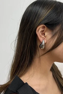 Chunky Droplet Earrings In Silver by SVNX