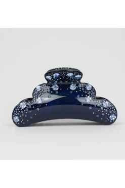 Claw Clip With Crystal In Blue by QueenMee Accessories