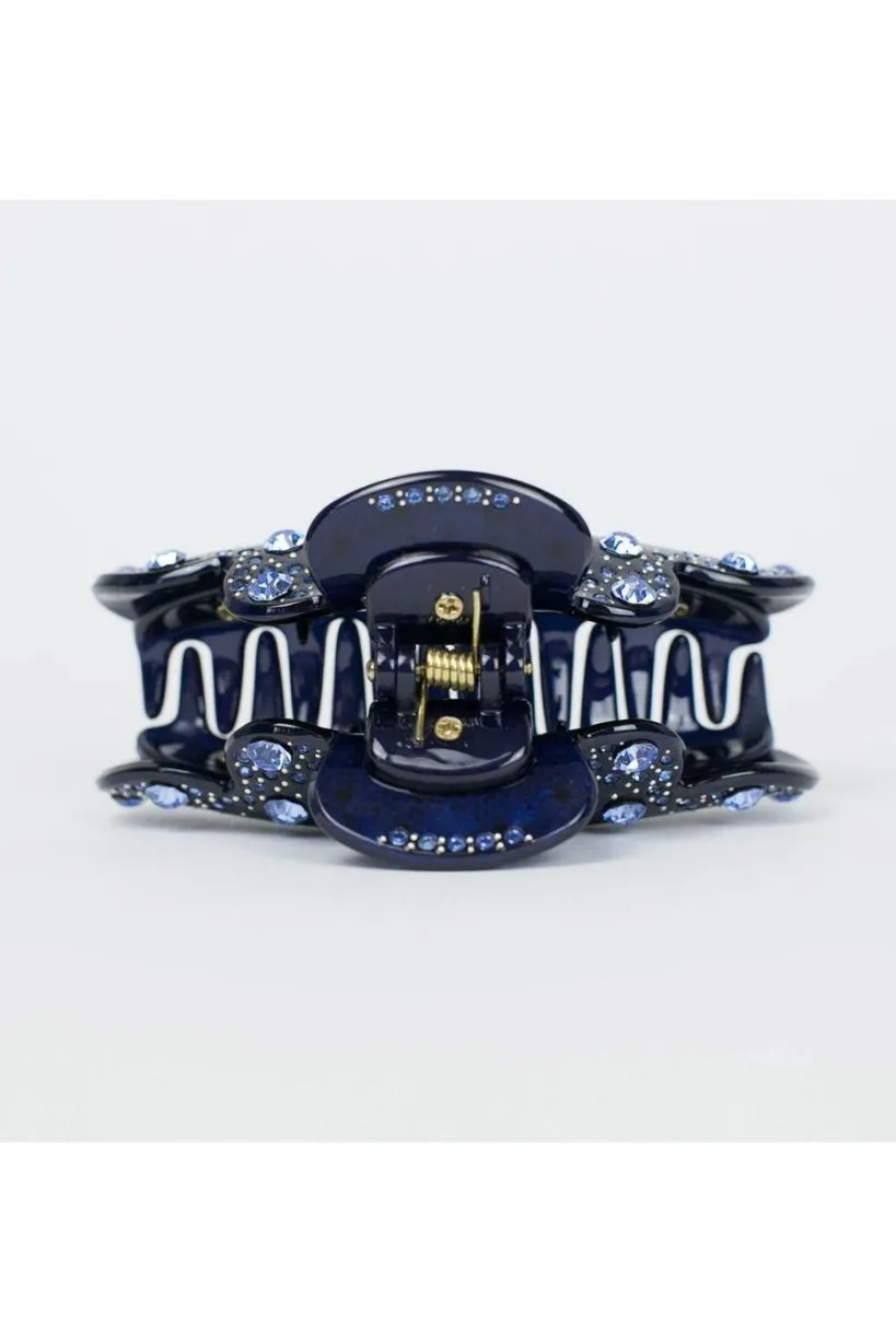 Claw Clip With Crystal In Blue by QueenMee Accessories