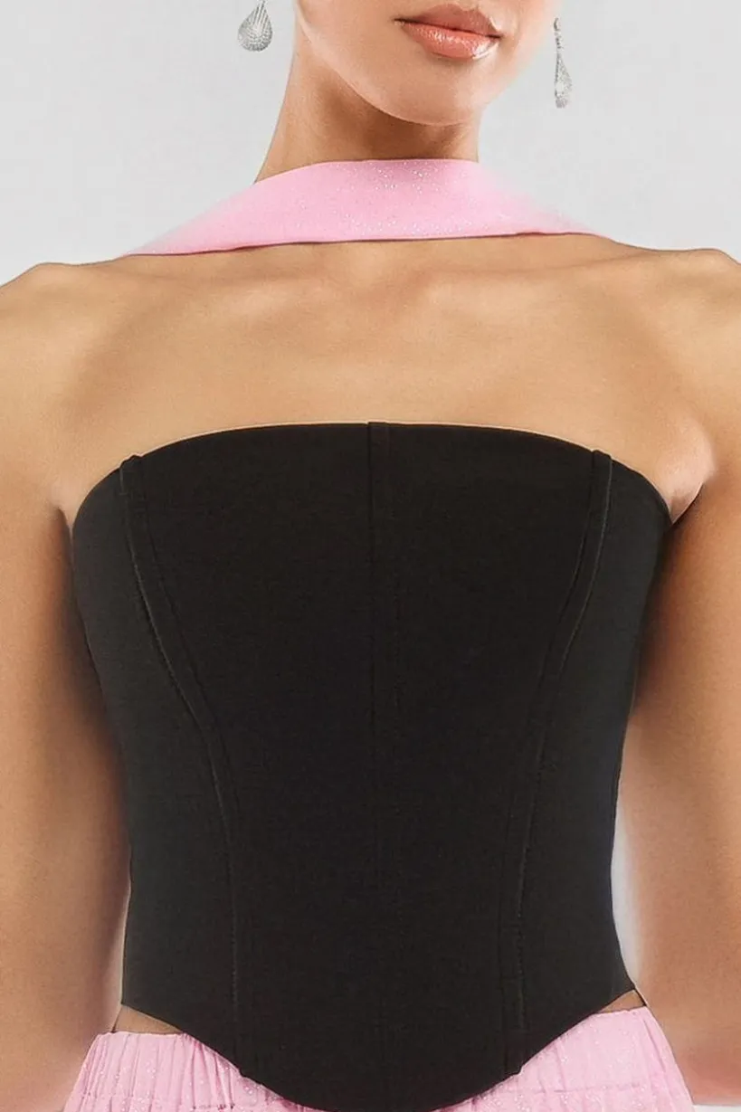 Compact Crepe Lace Up Corset by Goddiva