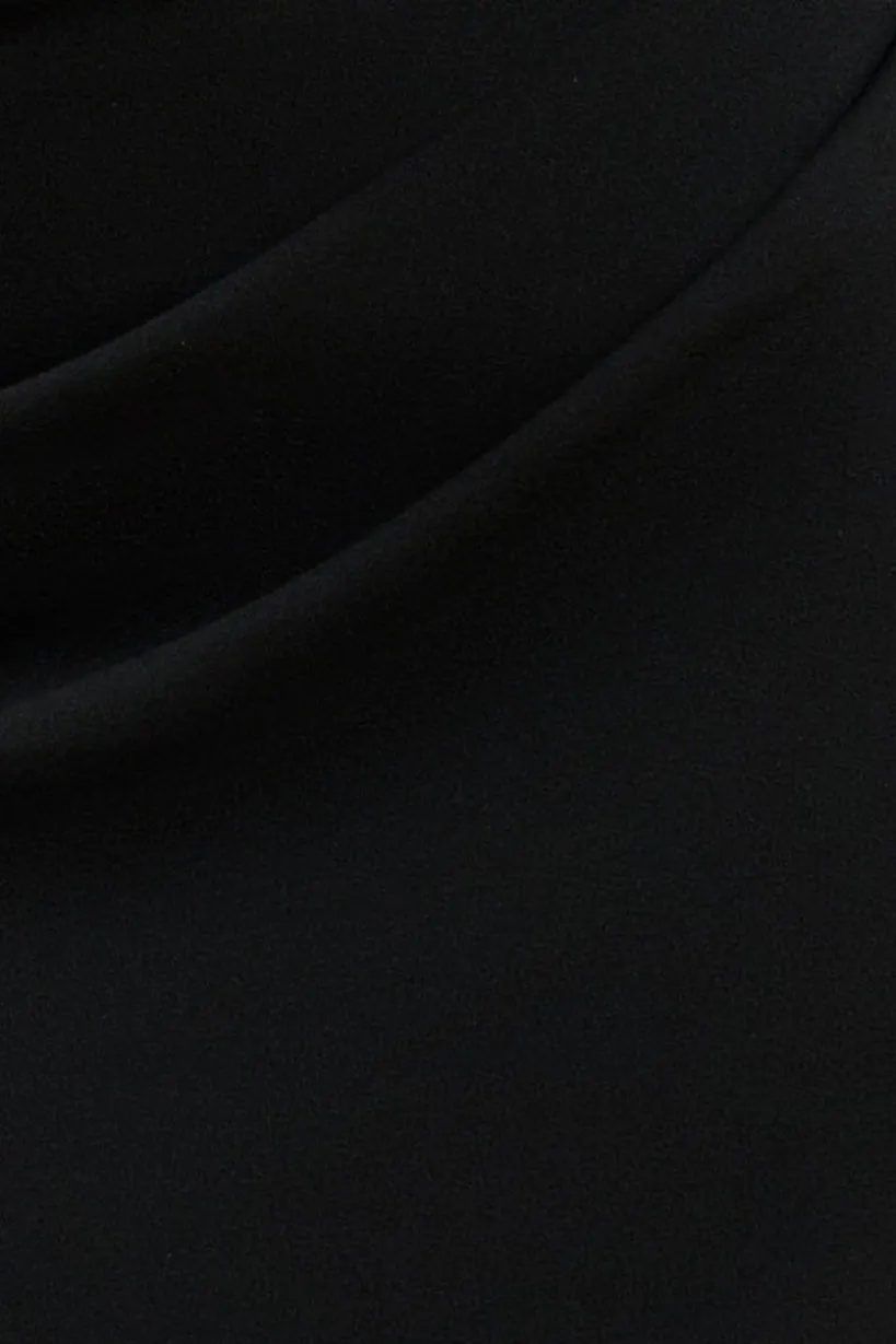 Contrast Off Shoulder Back Satin Bow Scuba Maxi Dress - Black Cream by Goddiva