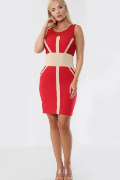 Contrast Zipper Bandage Bodycon Dress by Avinci