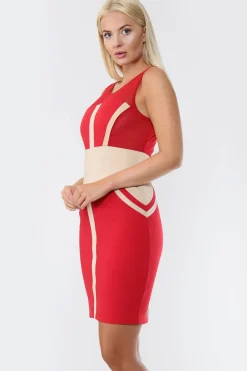 Contrast Zipper Bandage Bodycon Dress by Avinci