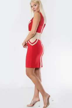 Contrast Zipper Bandage Bodycon Dress by Avinci