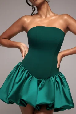 Corset Boobtube Babydoll Mini Dress - Emerald Green by Goddiva