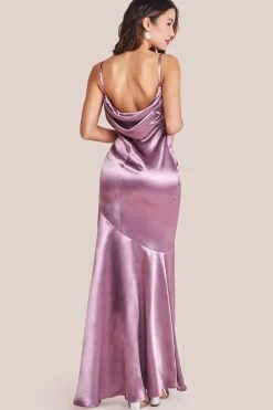 Cowl Back Satin Maxi Dress - Rosepink by Goddiva