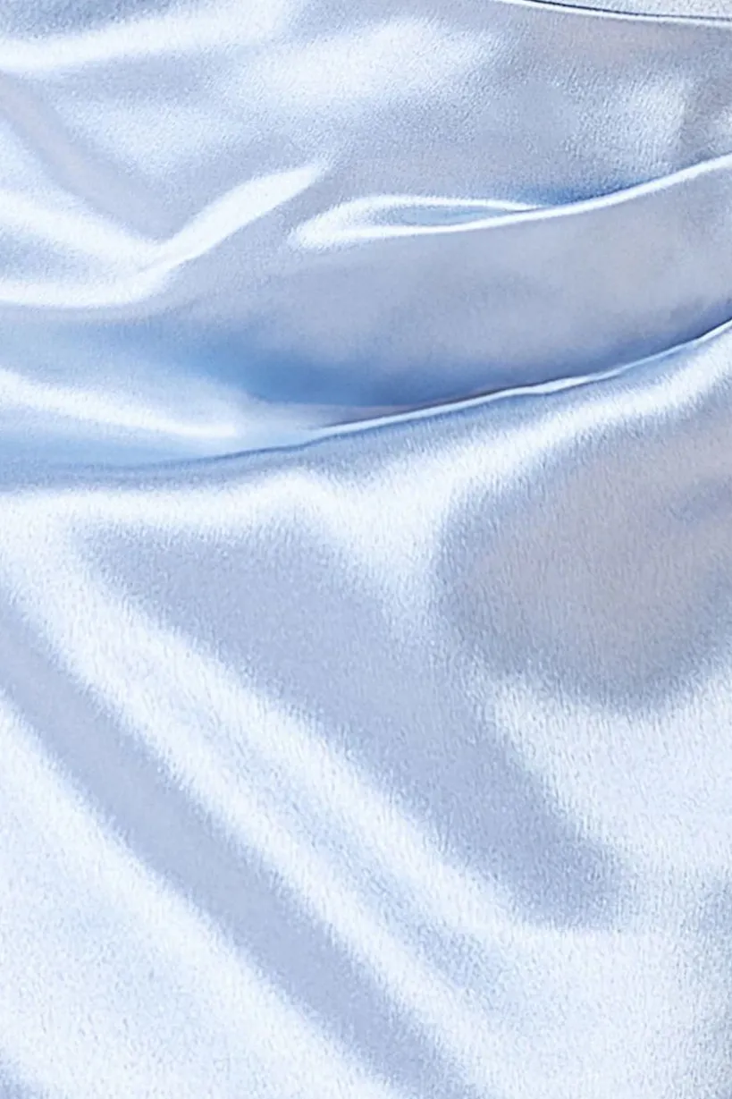 Cowl Back Satin Maxi Dress - Blue by Goddiva