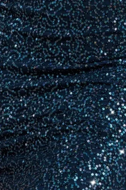 Cowl Back Sequin Maxi Dress - Navy by Goddiva
