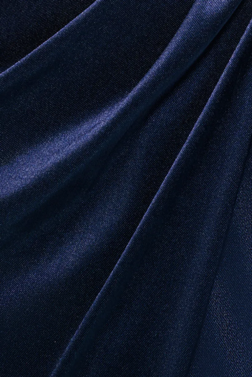 Cowl Bardot Satin Twill Maxi Dress - Navy by Goddiva