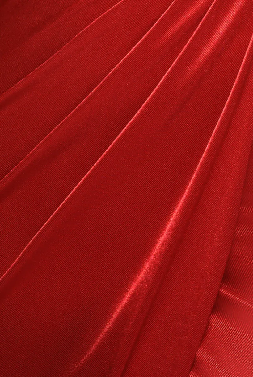 Cowl Bardot Satin Twill Maxi Dress - Red by Goddiva