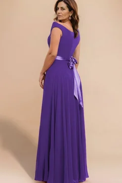 Cowl Neck Chiffon Maxi Dress - Purple by Goddiva