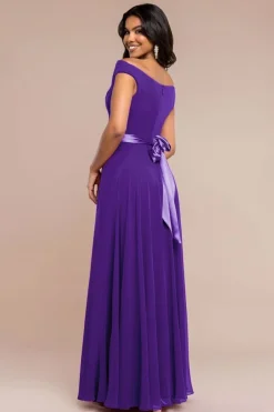 Cowl Neck Chiffon Maxi Dress - Purple by Goddiva