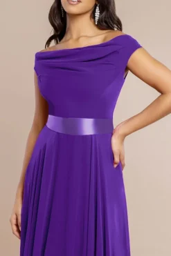 Cowl Neck Chiffon Maxi Dress - Purple by Goddiva