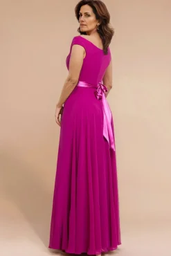 Cowl Neck Chiffon Maxi Dress - Magenta by Goddiva