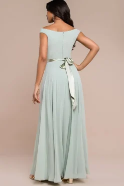 Cowl Neck Chiffon Maxi Dress - Sage Green by Goddiva