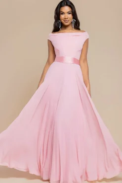Cowl Neck Chiffon Maxi Dress - Blush Pink by Goddiva