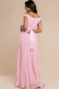 Cowl Neck Chiffon Maxi Dress - Blush Pink by Goddiva
