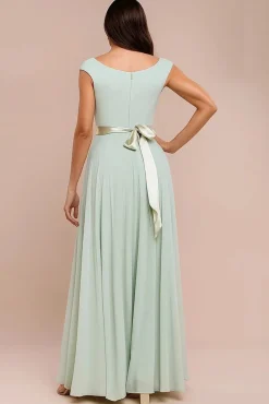 Cowl Neck Chiffon Maxi Dress - Sage Green by Goddiva